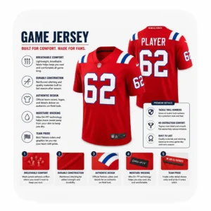 Details For Niko Lalos Patriots Team Game Red Jersey