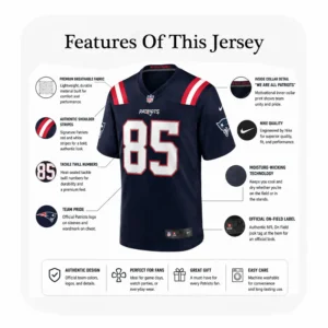 Details For Patriots Team Hunter Henry 85 Navy Jersey