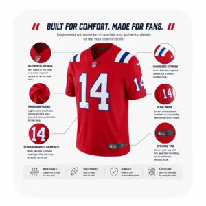 Details For Robert Spillane Red Patriots Team Game Jersey