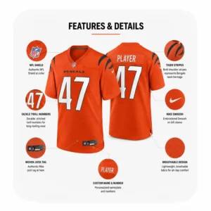 Details For Swayze Bozeman Bengals Team Orange Game Jersey