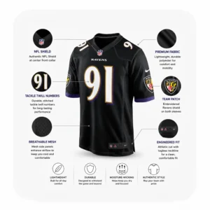 Details For Trey Hendrickson Black Ravens Team Jersey