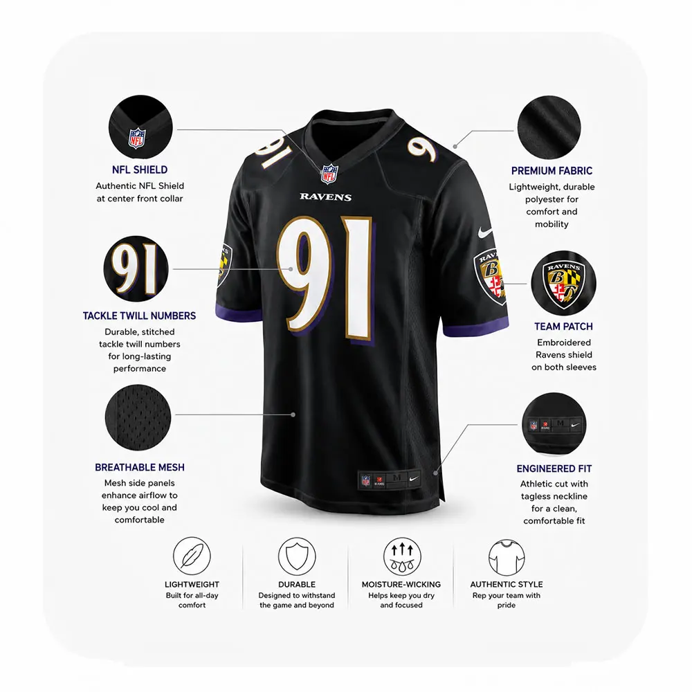Details For Trey Hendrickson Black Ravens Team Jersey Details For Trey Hendrickson Black Ravens Team Jersey