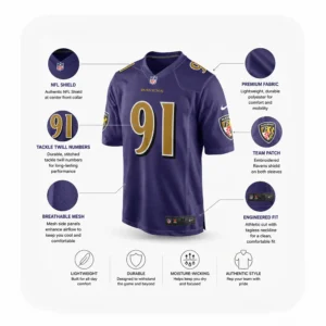 Details For Trey Hendrickson Purple Game Baltimore Ravens Jersey