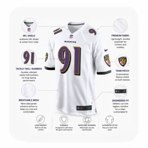 Details For Trey Hendrickson White Game Baltimore Ravens Jersey