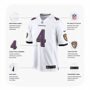 Details For Zay Flowers White Ravens Team Jersey