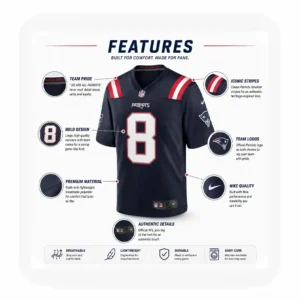 Details Kyle Williams Navy Patriots 8 Game Jersey