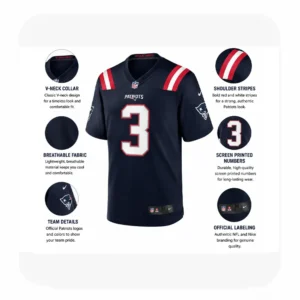 Details Mens Demario Douglas Navy Patriots Team Jersey