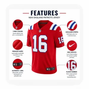 Details Mens Tommy DeVito Red Patriots Game Jersey