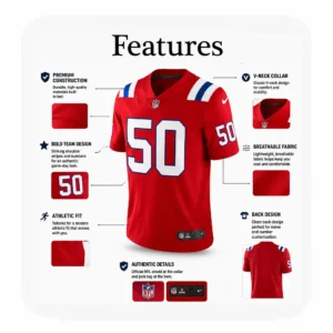 Details View For Gabe Jacas Patriots Game Red Jersey
