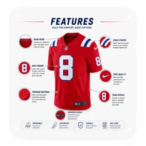 Details View For Kyle Williams Red Patriots Team Game Jersey