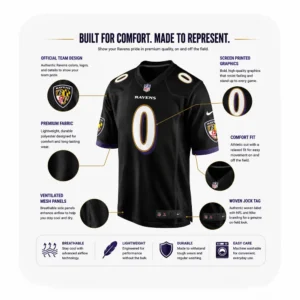 Details View Fro Roquan Smith Ravens Team Black Game Jersey