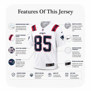 Details. Hunter Henry 85 White Patriots Team Game Jersey