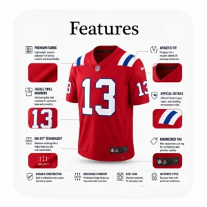 Details. Mack Hollins 13 Patriots Team Red Jersey