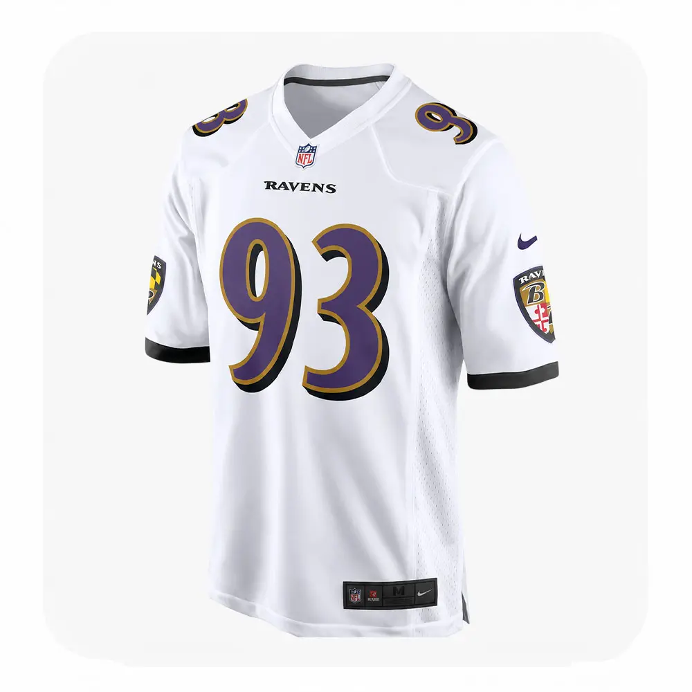 Front View For Calais Campbell White Game Ravens Jersey Front View For Calais Campbell White Game Ravens Jersey
