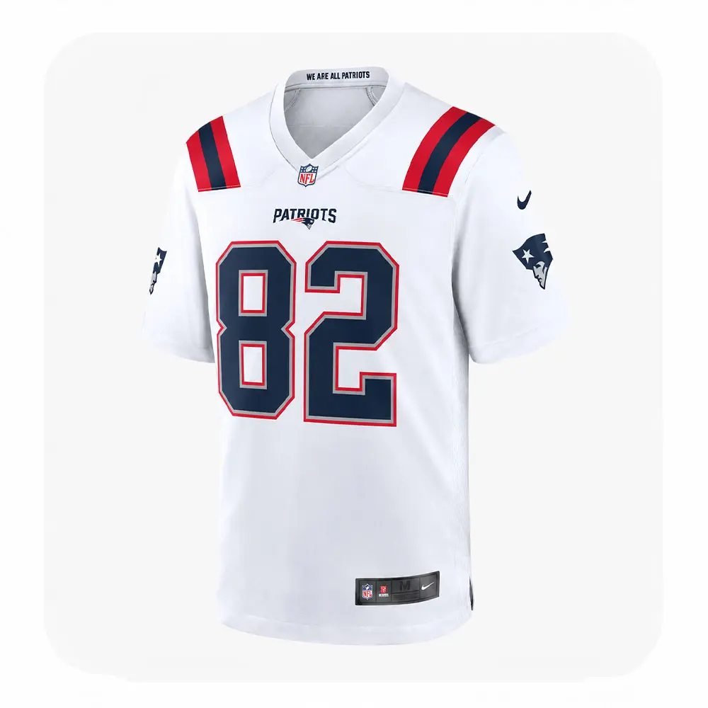 Front View For Eli Raridon New England Patriots #82 White Jersey Front View For Eli Raridon New England Patriots 82 White Jersey