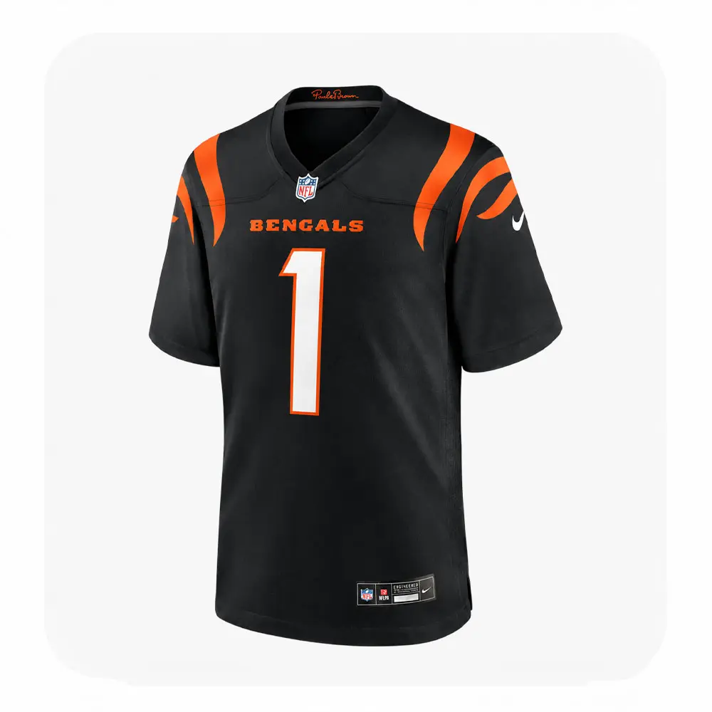 Front View For Ja'Marr Chase Black Bengals Game Jersey Front View For JaMarr Chase Black Bengals Game Jersey