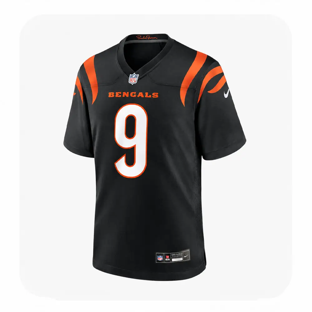 Front View For Joe Burrow Bengals Black Game Jersey Front View For Joe Burrow Bengals Black Game Jersey