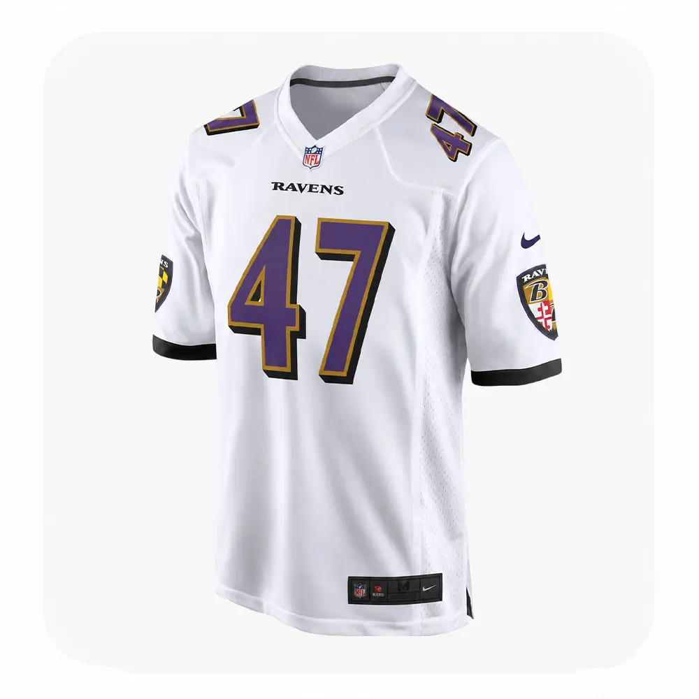 Front View For Lucas Scott Ravens White Team Game Jersey Front View For Lucas Scott Ravens White Team Game Jersey