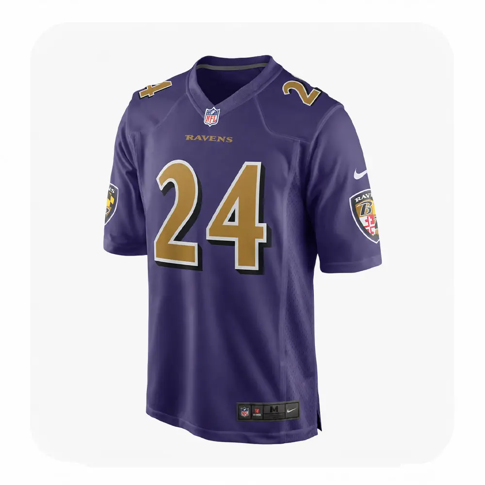 Front View For Malaki Starks Ravens Team purple Game Jersey Front View For Malaki Starks Ravens Team purple Game Jersey