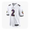 Front View For Nate Wiggins Baltimore Ravens White Game Jersey