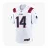 Front View For Rhamondre Stevenson White Patriots Team Jersey
