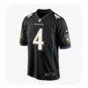 Front View For Zay Flowers Black Ravens Team Game Jersey