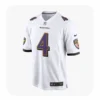 Front View For Zay Flowers White Ravens Team Jersey