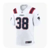 Front View Mens Rhamondre Stevenson White Patriots Game Jersey