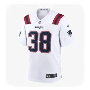 Men's Rhamondre Stevenson White Patriots Game Jersey