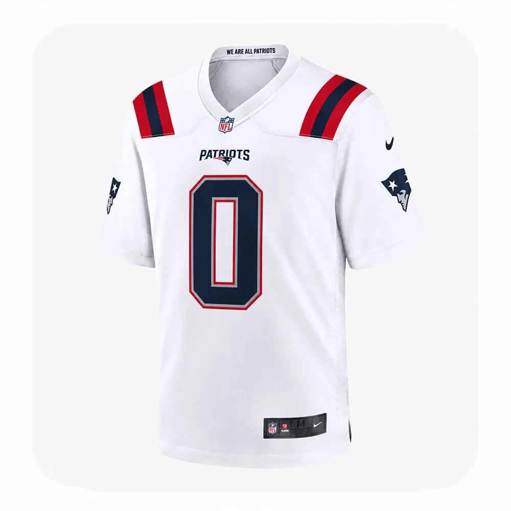 Front View New England Patriots Team Christian Gonzalez White Jersey Front View New England Patriots Team Christian Gonzalez White Jersey