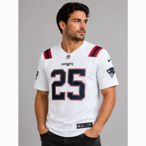 Look For Marcus Jones Patriots Team White Jersey