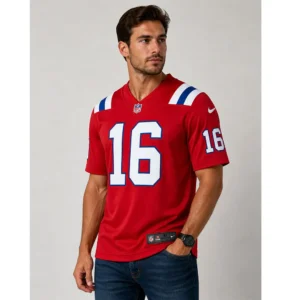 Look Mens Tommy DeVito Red Patriots Game Jersey