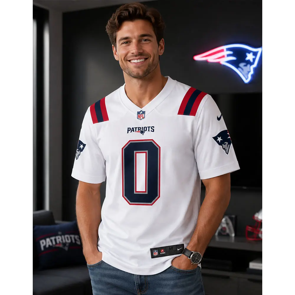 Look View New England Patriots Team Christian Gonzalez White Jersey Look View New England Patriots Team Christian Gonzalez White Jersey