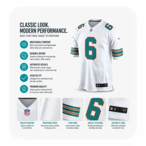 Malik Washington White Game Dolphins Jersey