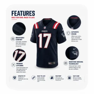 Mens New England Patriots Bryce Baringer Navy Game Jersey 2