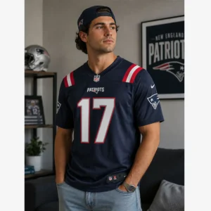 Mens New England Patriots Bryce Baringer Navy Game Jersey 3