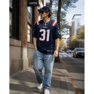 Mens Patriots Kevin Byard Navy Game Jersey Look
