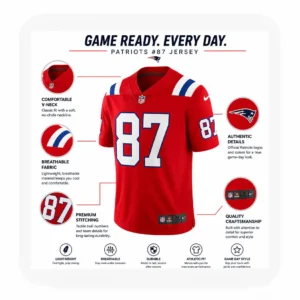 Romeo Doubs Red Patriots Team Game Jersey Details