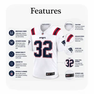 TreVeyon Henderson White Patriots Team 32 Jersey 2