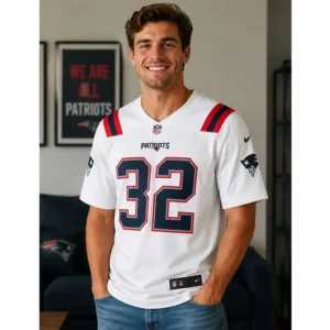TreVeyon Henderson White Patriots Team 32 Jersey 4