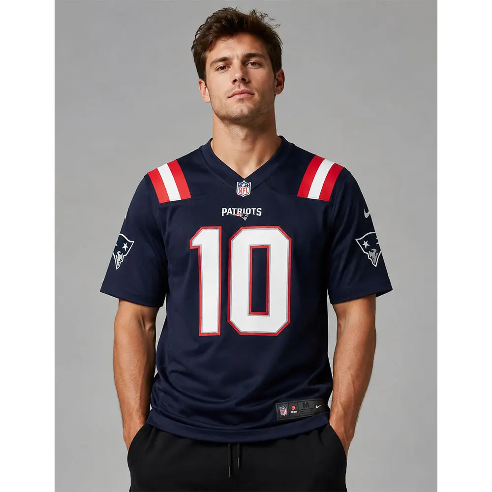 View For Drake Maye New England Patriots Game Navy Jersey View For Drake Maye New England Patriots Game Navy Jersey