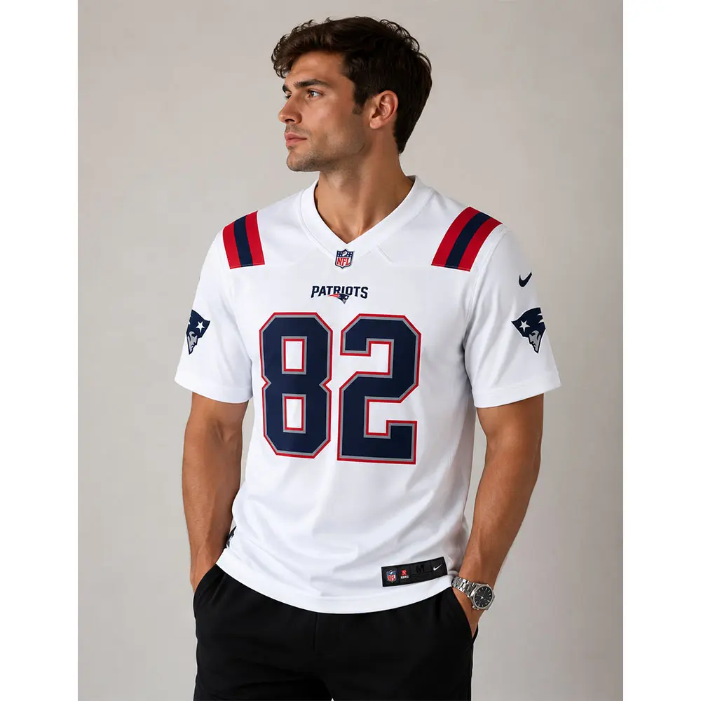 View For Eli Raridon New England Patriots #82 White Jersey View For Eli Raridon New England Patriots 82 White Jersey