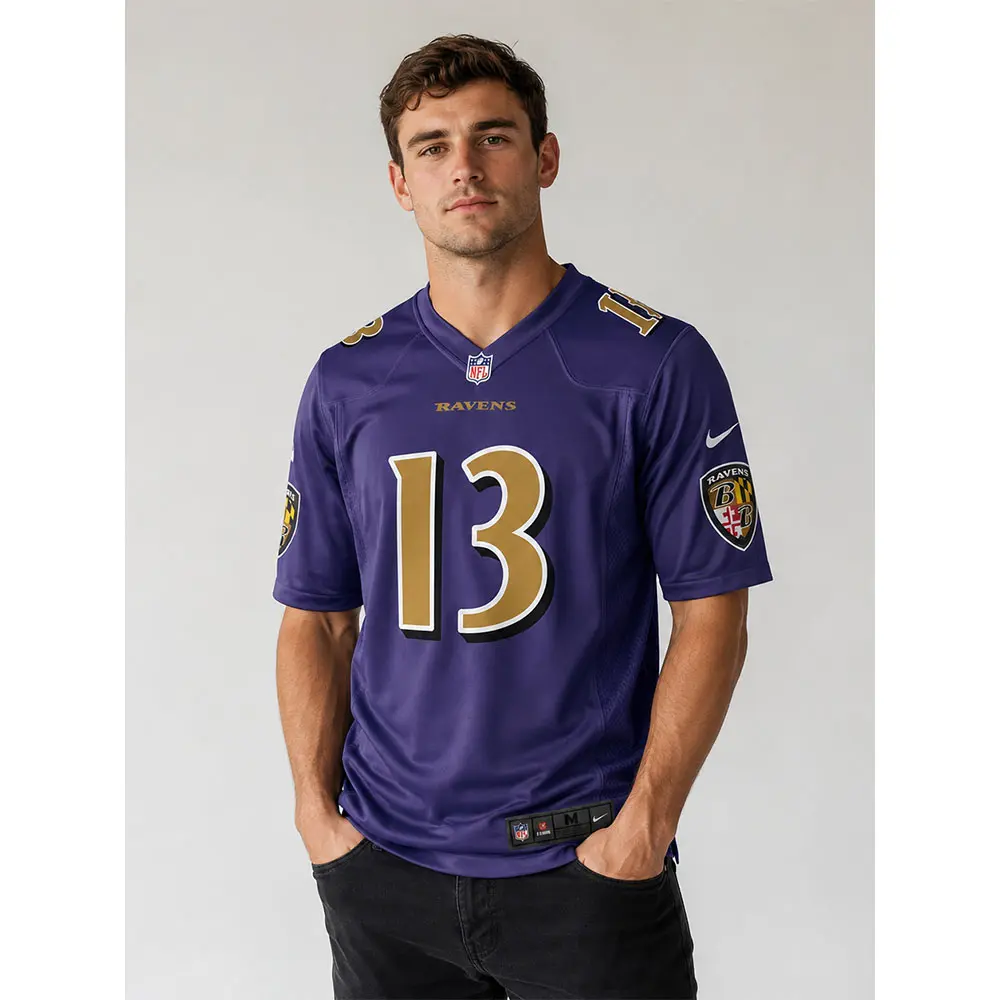 View For Elijah Sarratt Purple Ravens Team Game Jersey View For Elijah Sarratt Purple Ravens Team Game Jersey