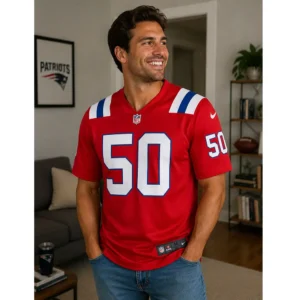 View For Gabe Jacas Patriots Game Red Jersey