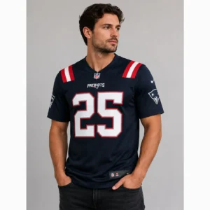 View For Marcus Jones Patriots Game Navy Jersey
