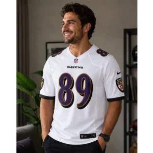 View For Mark Andrews White Ravens Game Jersey