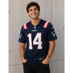 View For Mens Robert Spillane Navy Patriots Game Jersey