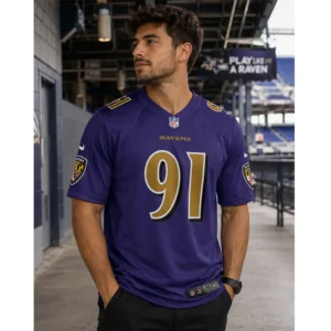 View For Trey Hendrickson Purple Game Baltimore Ravens Jersey