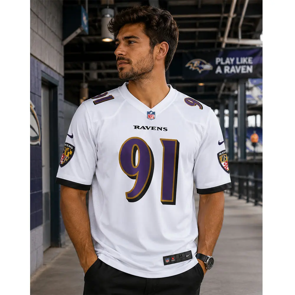 View For Trey Hendrickson White Game Baltimore Ravens Jersey View For Trey Hendrickson White Game Baltimore Ravens Jersey