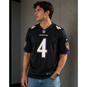 View For Zay Flowers Black Ravens Team Game Jersey
